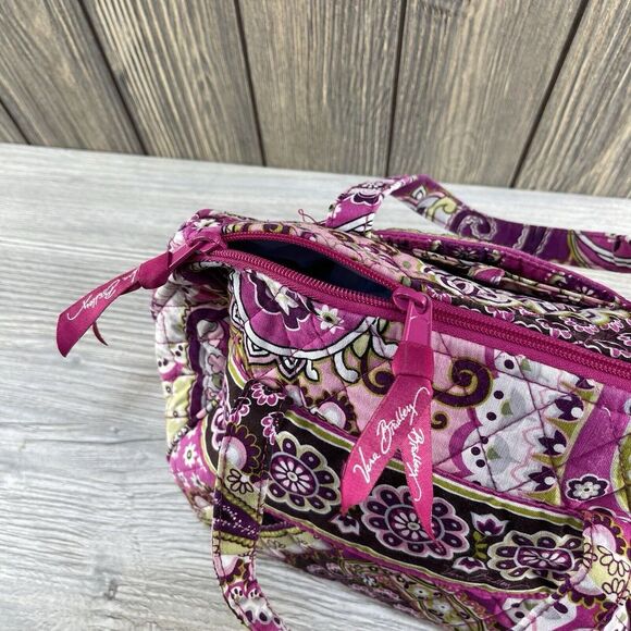 VERA BRADLEY Pink Floral Cotton Quilted Medium Bag Handbag Purse - Makeup - Picture 13 of 16